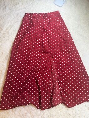 SHEIN Red Polka Dot A-Line Skirt